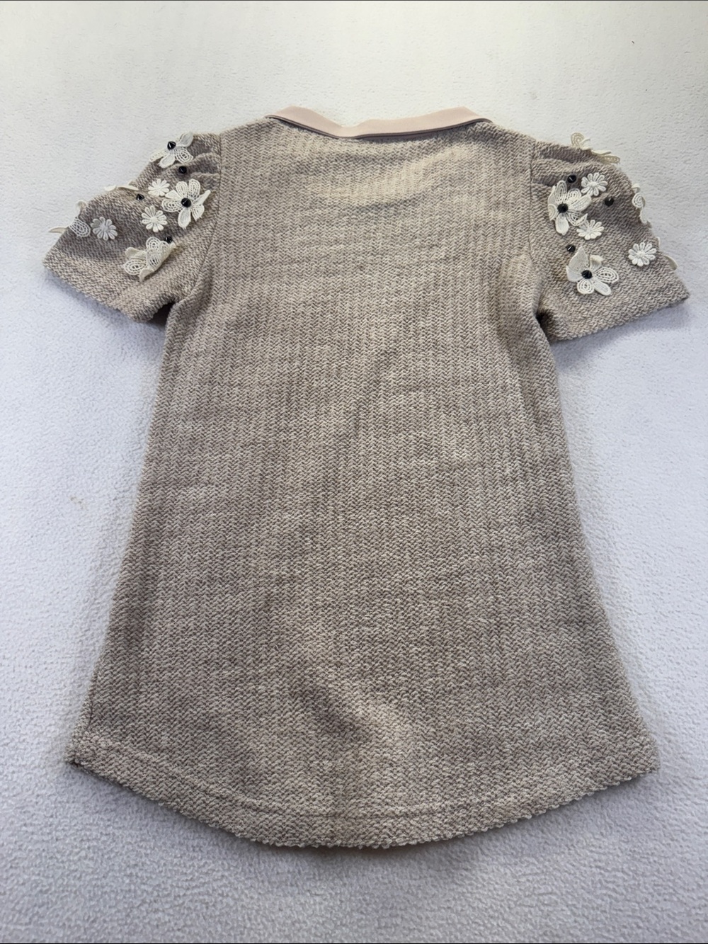 Sister Jane Embellished Floral Peter Pan Collar Knit Top Beige Size M NWT - Picture 8 of 8